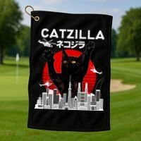 Retro Catzilla Attack Golf Towel thumb 1