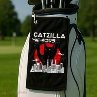 Retro Catzilla Attack Golf Towel thumb 2