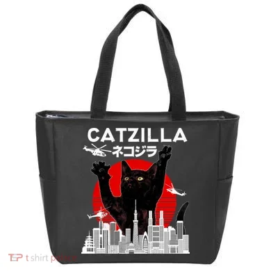 Retro Catzilla Attack Tote Bag