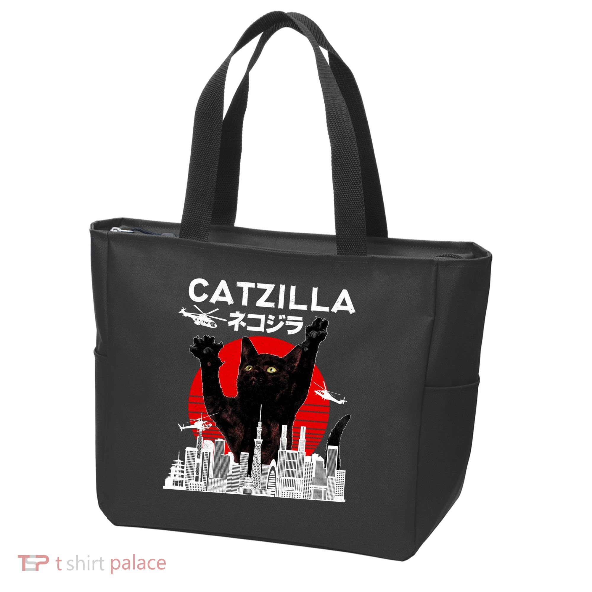 Retro Catzilla Attack Tote Bag