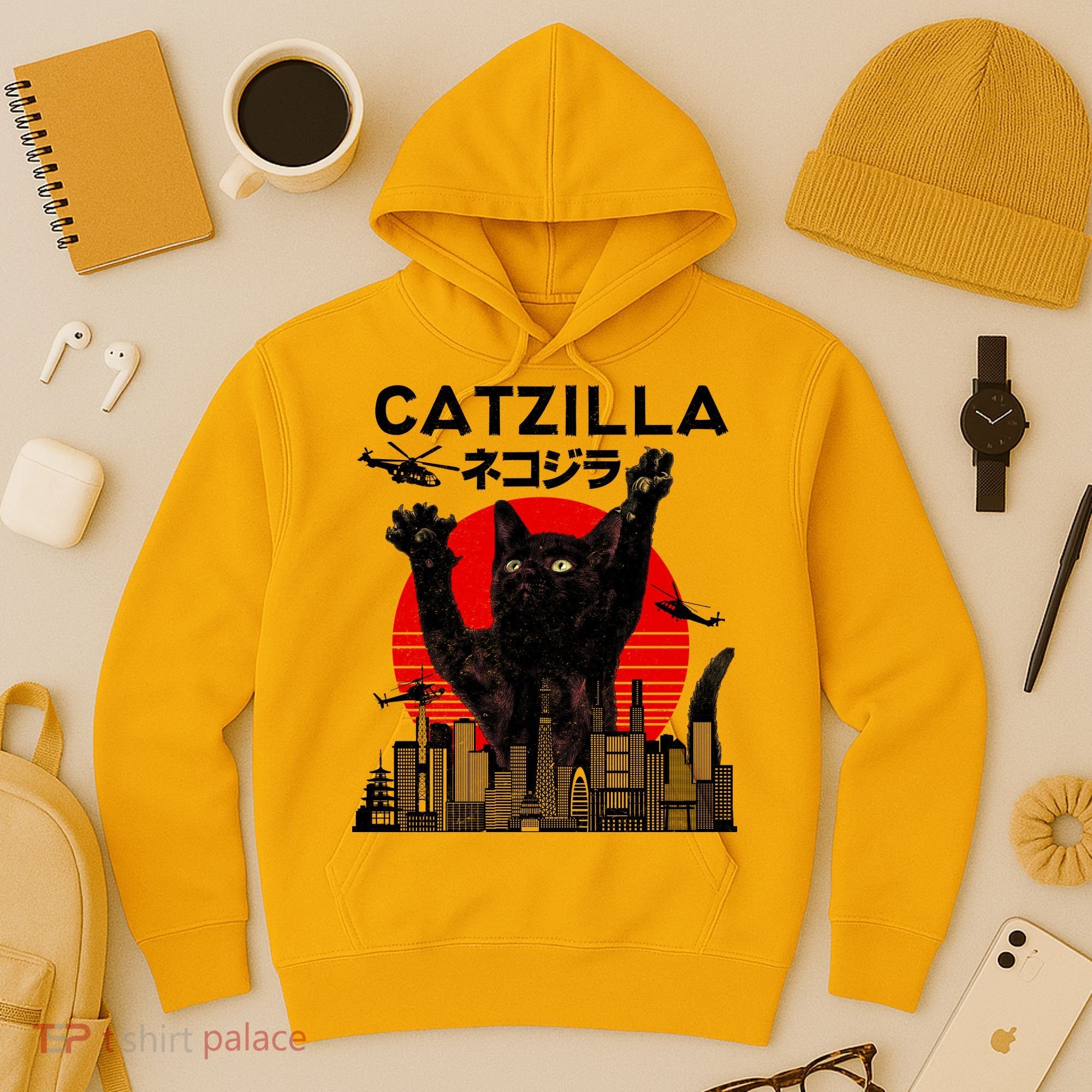 Retro Catzilla Attack Hoodie