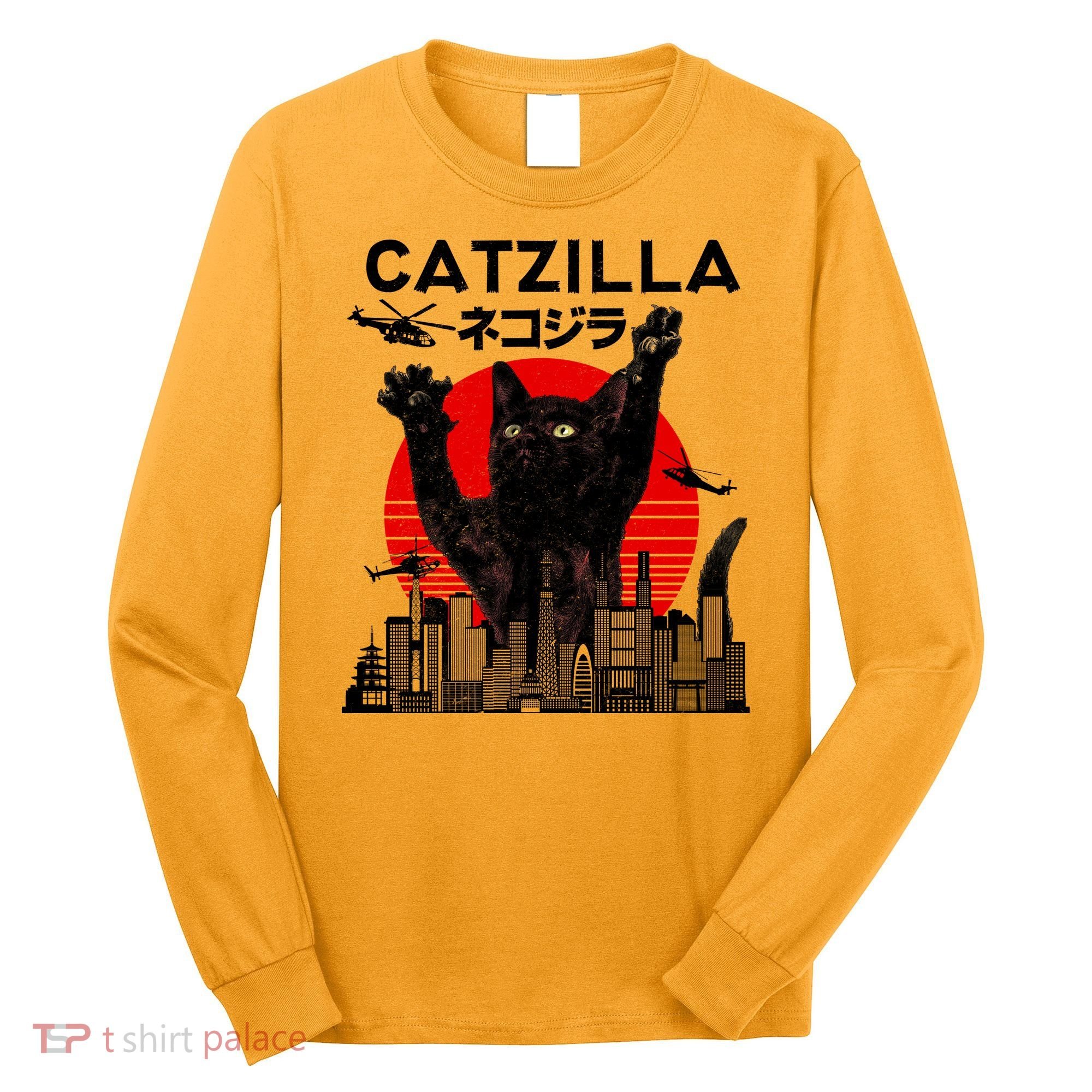 Retro Catzilla Attack Long Sleeve Shirt