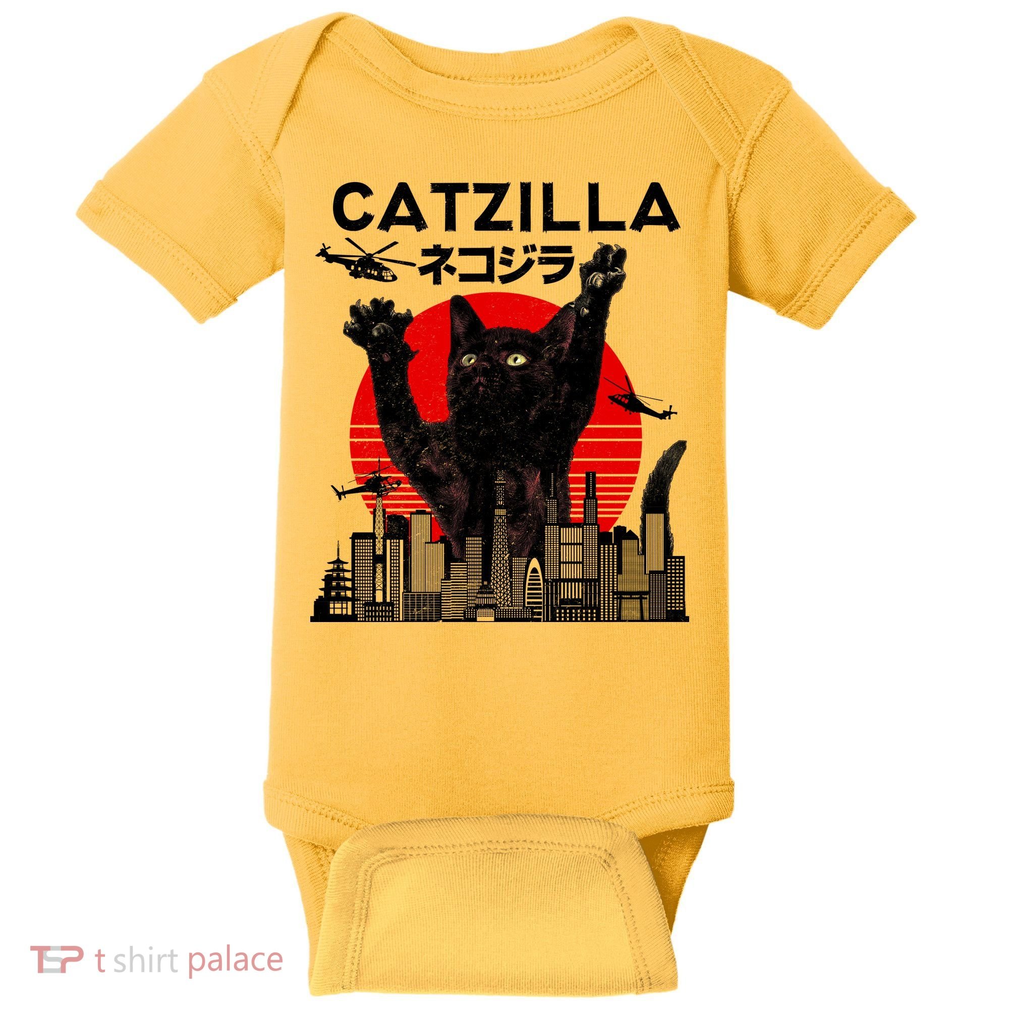 Retro Catzilla Attack Baby Bodysuit