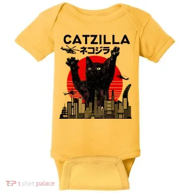Retro Catzilla Attack Baby Bodysuit