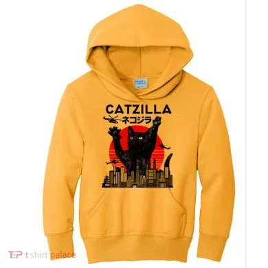 Retro Catzilla Attack Kids Hoodie