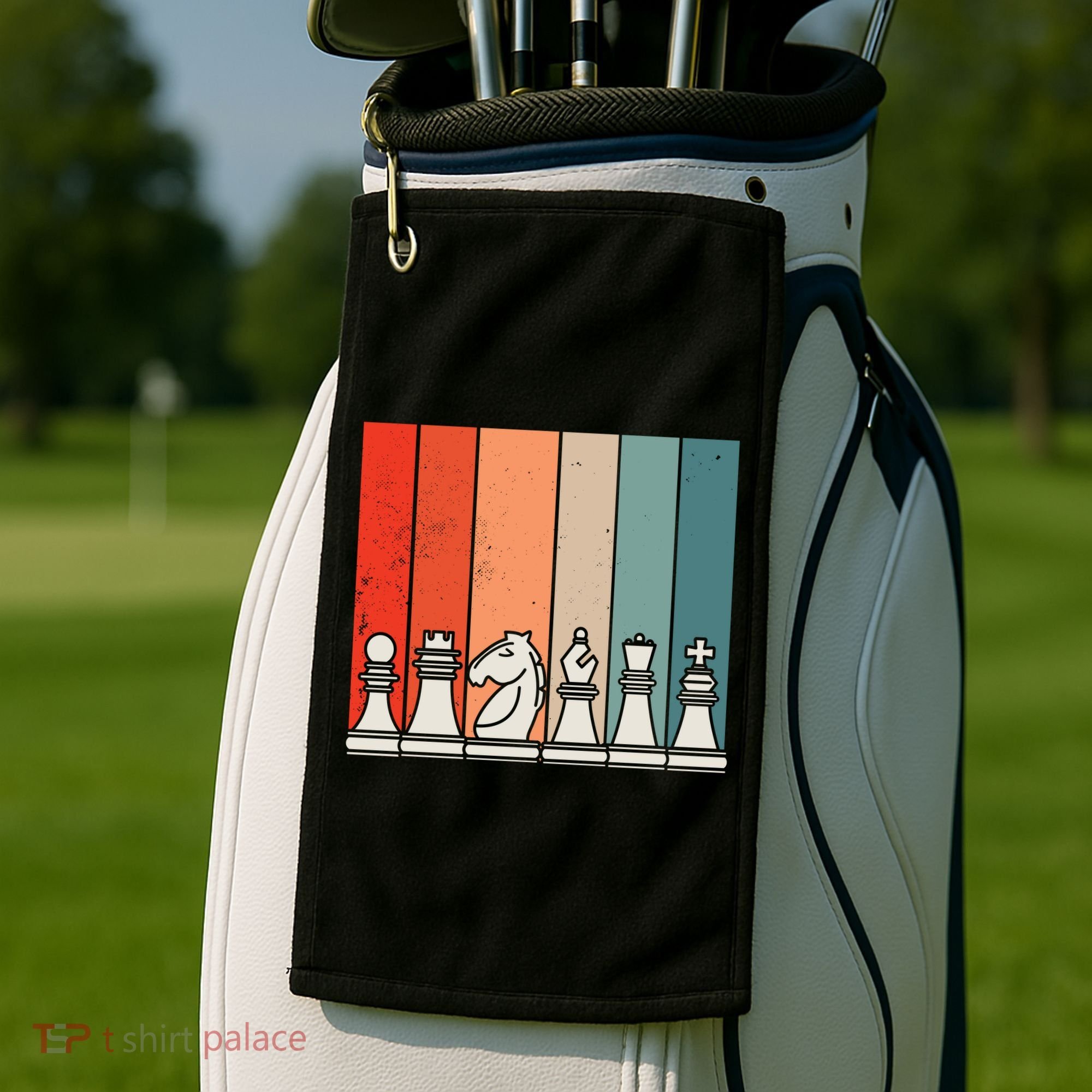 Retro Chess Pieces Golf Towel