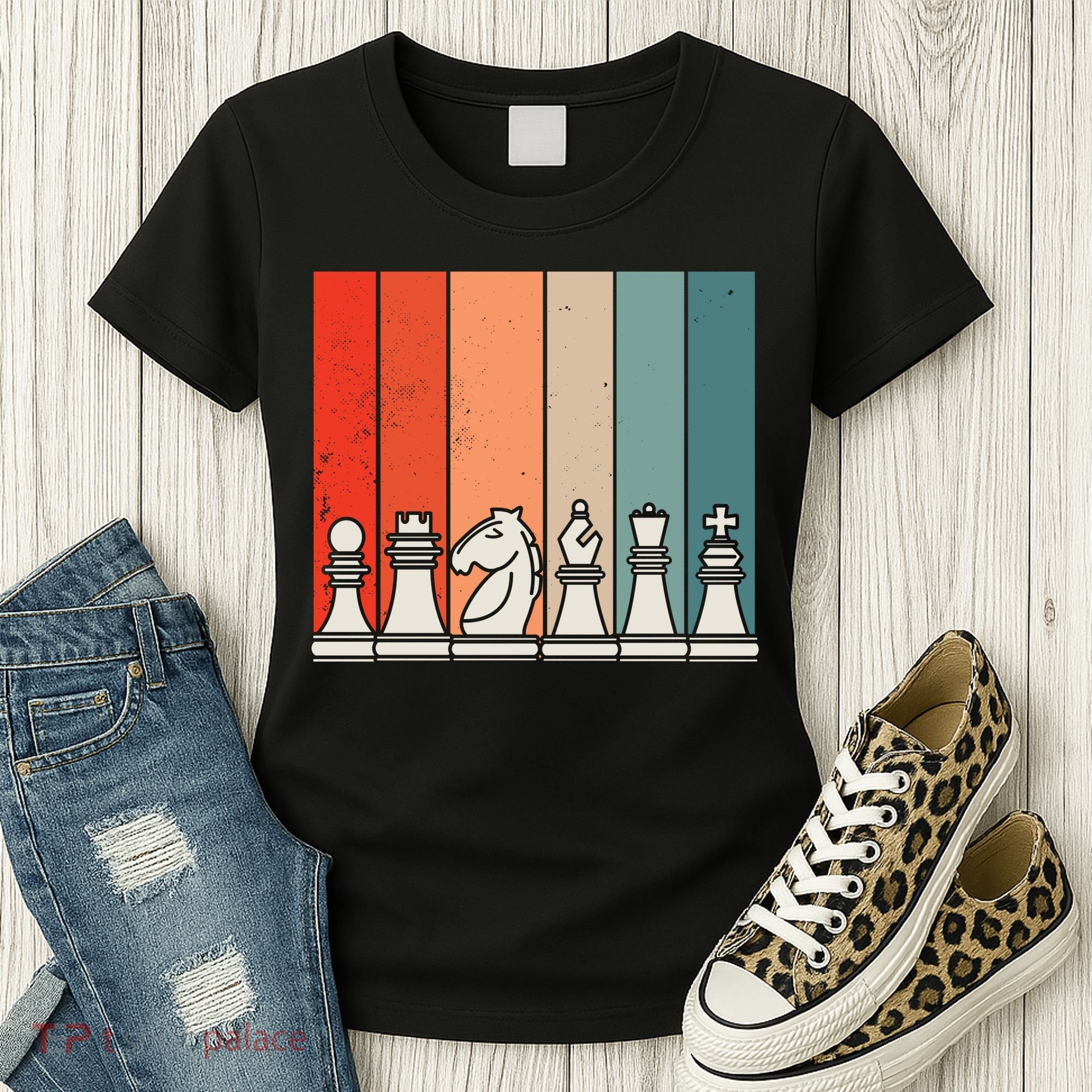 Retro Chess Pieces Women's T-Shirt