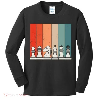 Retro Chess Pieces Kids Long Sleeve Shirt