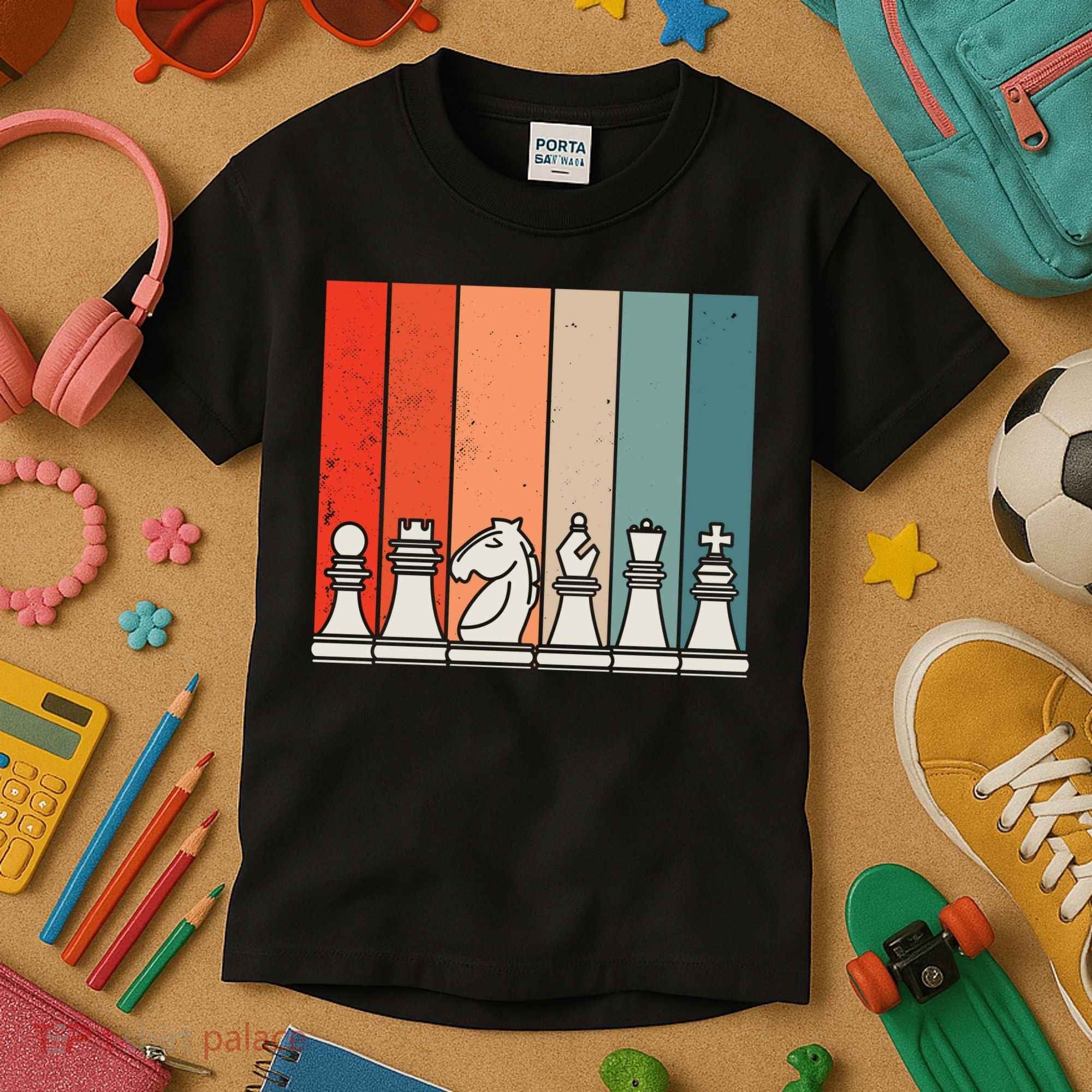 Retro Chess Pieces Kids T-Shirt