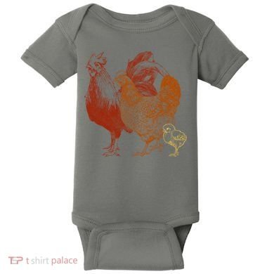 Retro Chickens Baby Bodysuit