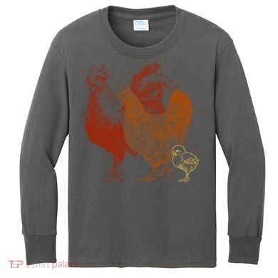 Retro Chickens Kids Long Sleeve Shirt
