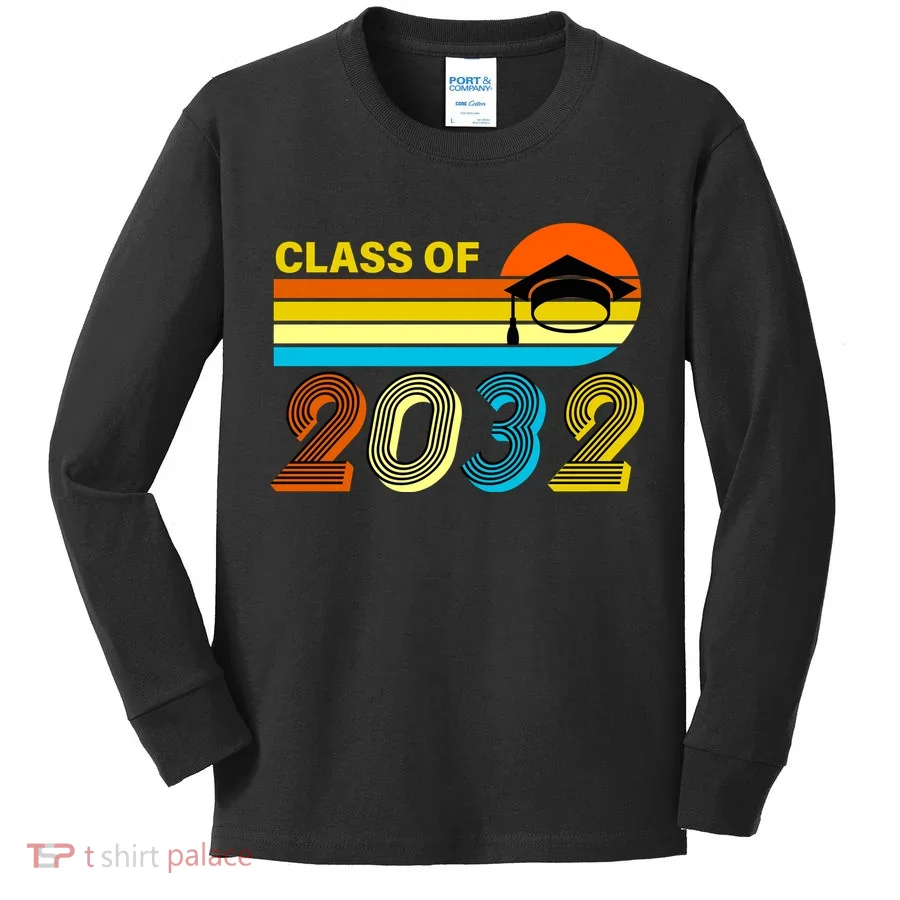 Retro Class of 2032 Future Graduate Kids Long Sleeve Shirt