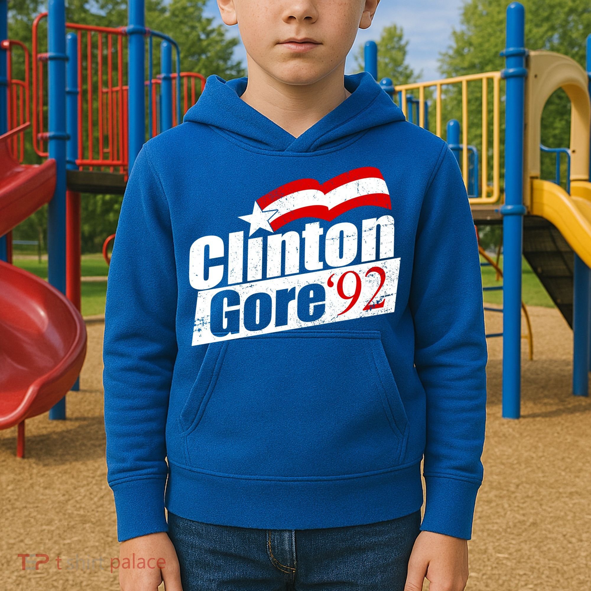 Retro Clinton Gore 1992 Election Kids Hoodie