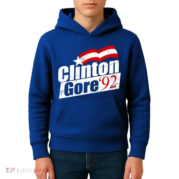 Retro Clinton Gore 1992 Election Kids Hoodie