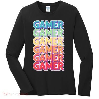 Retro Colorful Gamer Women's Long Sleeve Shirt