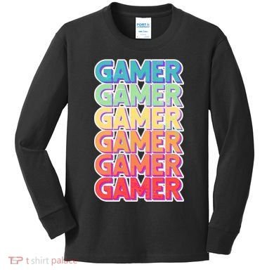 Retro Colorful Gamer Kids Long Sleeve Shirt
