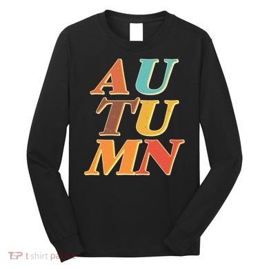 Retro Colors Autumn Letters  Long Sleeve Shirt