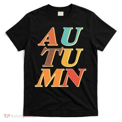 Retro Colors Autumn Letters  T-Shirt