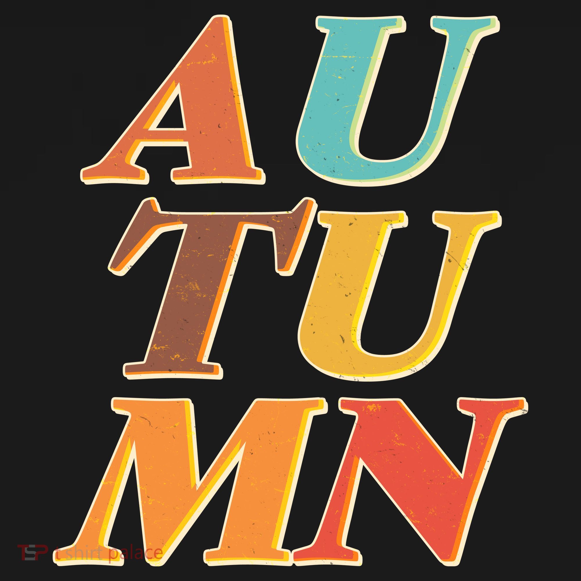 Retro Colors Autumn Letters  T-Shirt