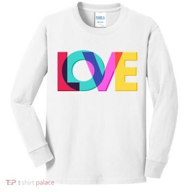 Retro Colors Love Kids Long Sleeve Shirt