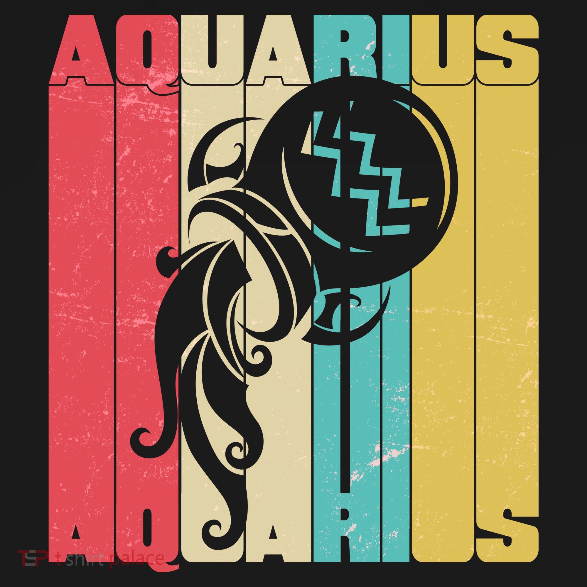 Retro Colors Zodiac Aquarius T-Shirt