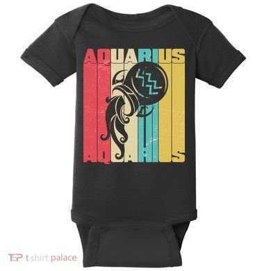 Retro Colors Zodiac Aquarius Baby Bodysuit