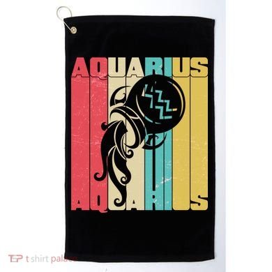Retro Colors Zodiac Aquarius Golf Towel