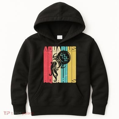 Retro Colors Zodiac Aquarius Kids Hoodie