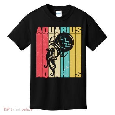 Retro Colors Zodiac Aquarius Kids T-Shirt