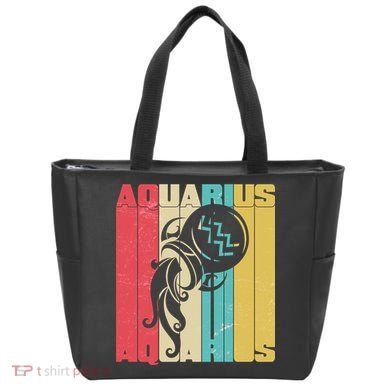 Retro Colors Zodiac Aquarius Tote Bag