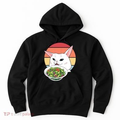 Retro Confused Cat At Dinner Table Meme Hoodie
