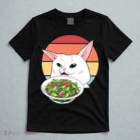 Retro Confused Cat At Dinner Table Meme T-Shirt thumb 5