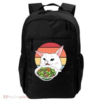 Retro Confused Cat At Dinner Table Meme Backpack
