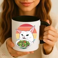 Retro Confused Cat At Dinner Table Meme Coffee Mug thumb 3