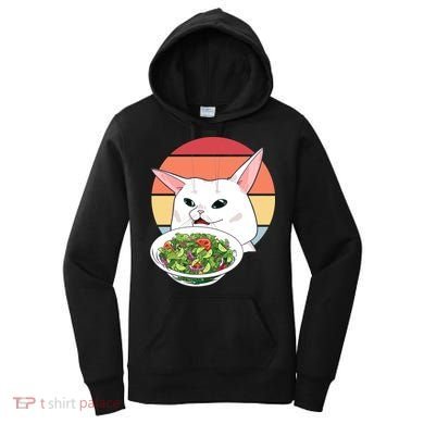 Retro Confused Cat At Dinner Table Meme Women's Hoodie
