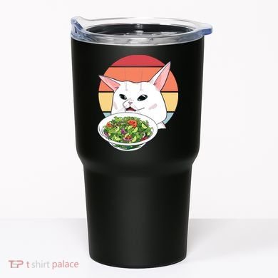 Retro Confused Cat At Dinner Table Meme Tumbler
