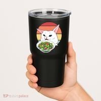 Retro Confused Cat At Dinner Table Meme Tumbler thumb 2