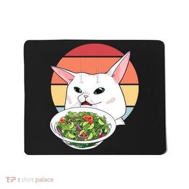 Retro Confused Cat At Dinner Table Meme Mousepad