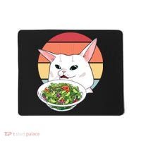 Retro Confused Cat At Dinner Table Meme Mousepad thumb 0