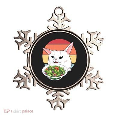 Retro Confused Cat At Dinner Table Meme Ornament