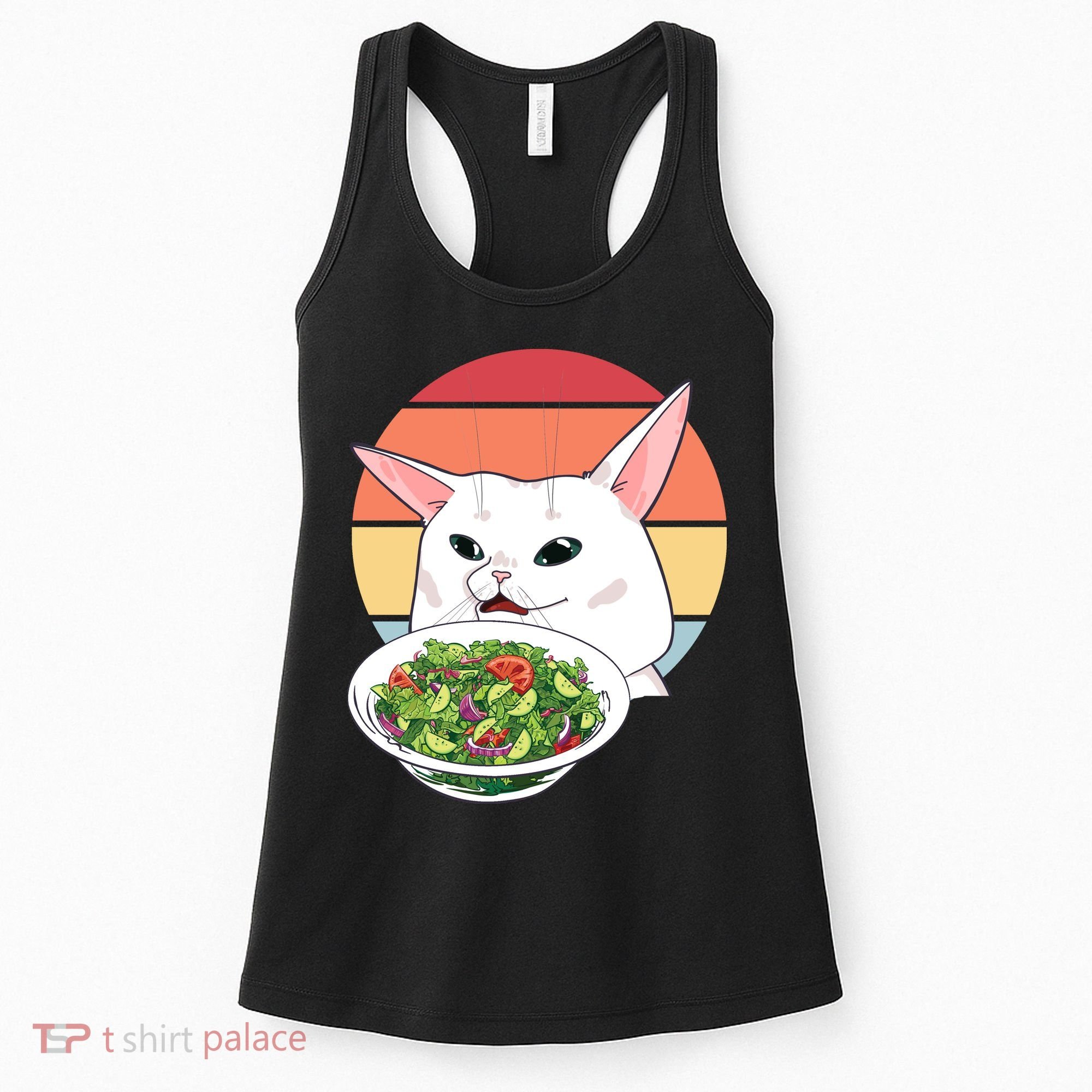 Retro Confused Cat At Dinner Table Meme Women's Tank Top