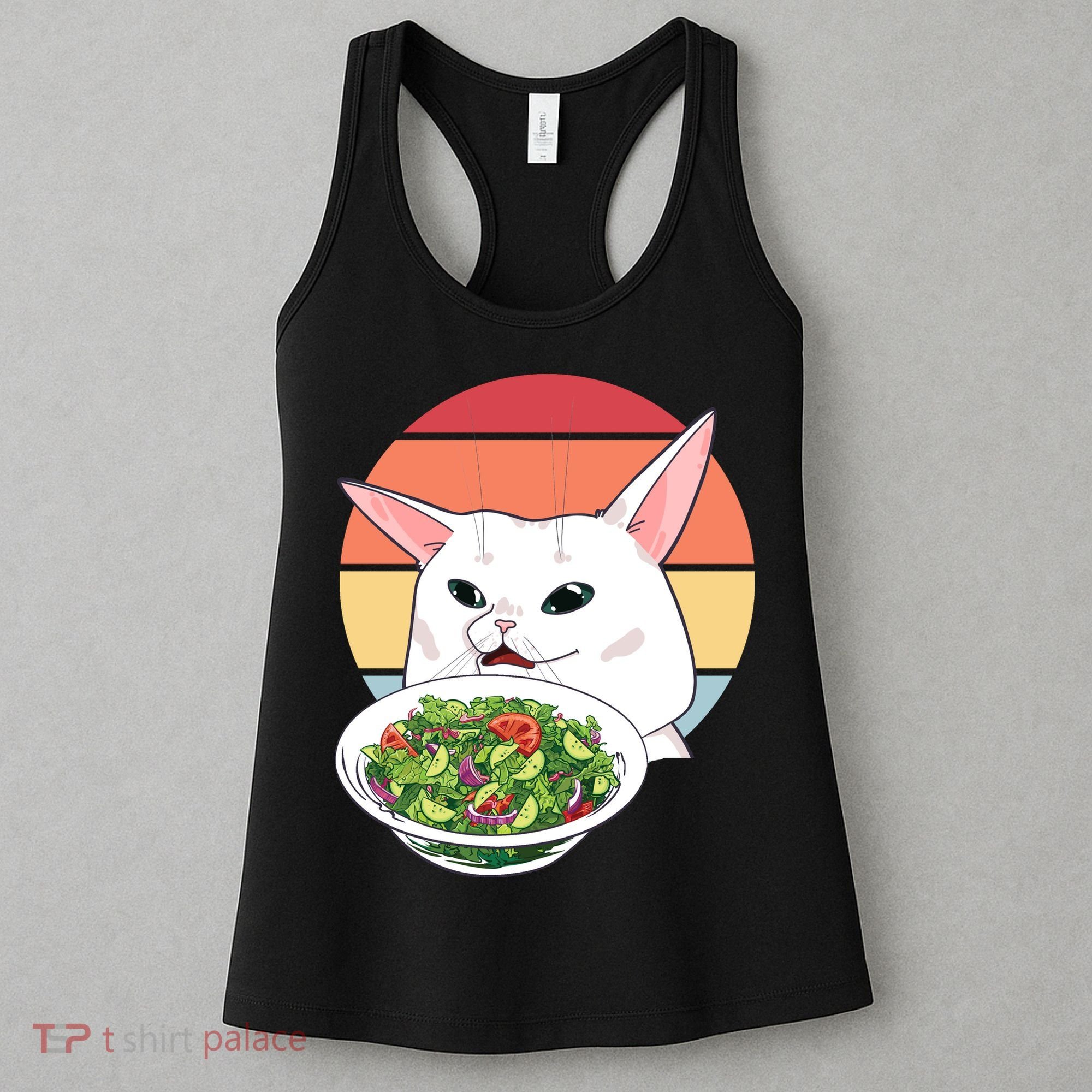 Retro Confused Cat At Dinner Table Meme Women's Tank Top