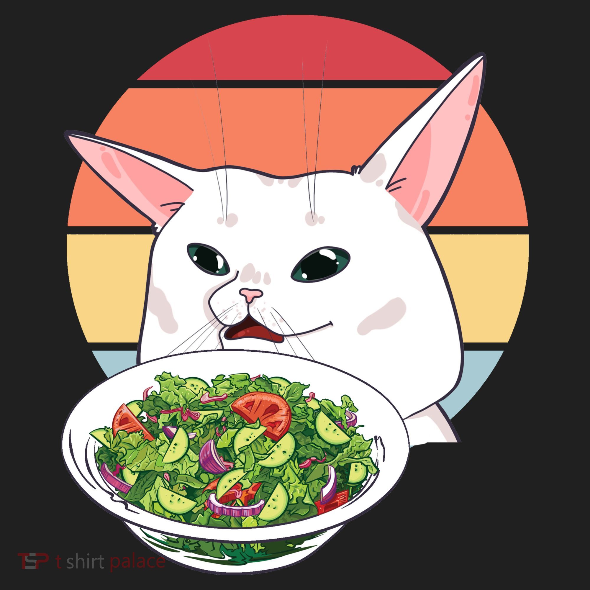 Retro Confused Cat At Dinner Table Meme Golf Towel
