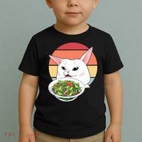 Retro Confused Cat At Dinner Table Meme Toddler T-Shirt thumb 2