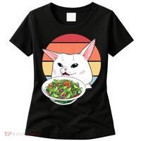 Retro Confused Cat At Dinner Table Meme Women's T-Shirt thumb 0