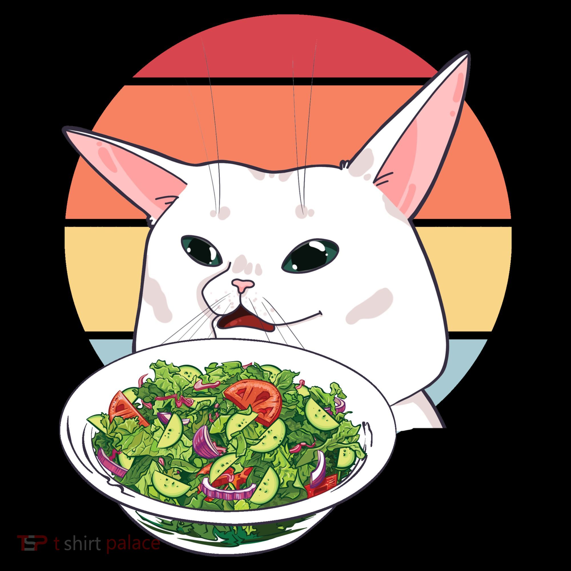 Retro Confused Cat At Dinner Table Meme Women's T-Shirt