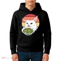 Retro Confused Cat At Dinner Table Meme Kids Hoodie thumb 4