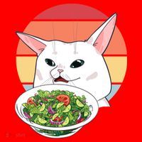 Retro Confused Cat At Dinner Table Meme Santa Hat thumb 1