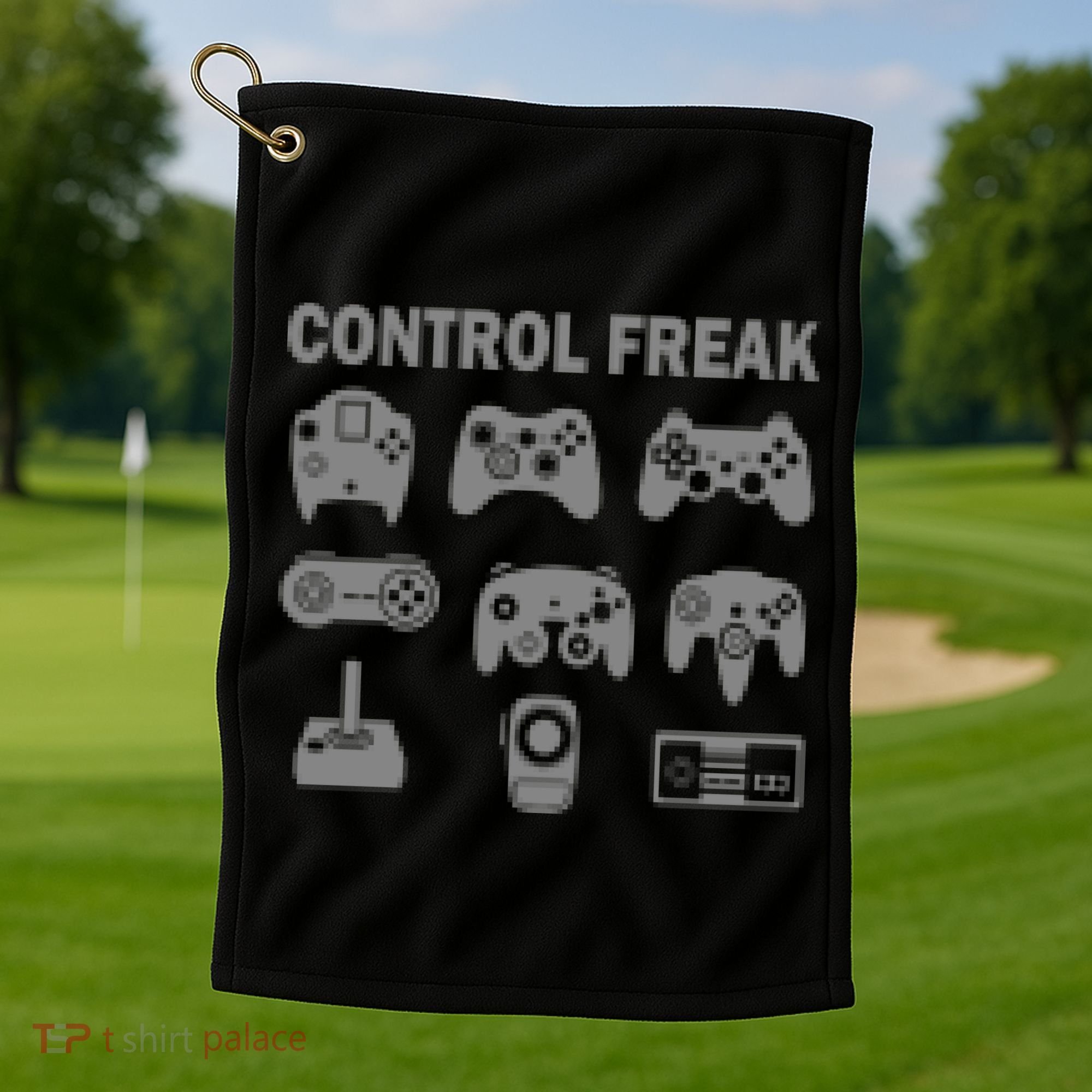 Retro Control Freak 8 Bit Gamer Golf Towel