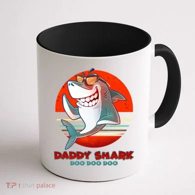 Retro Daddy Shark Doo Doo Doo Coffee Mug back